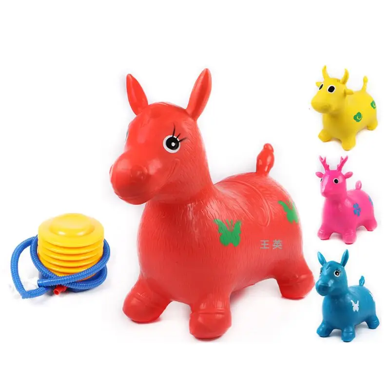 54DA Inpany Bouncy Horse Hopper Inflatable Jumping Horse Bouncing Animal Toys for Kids Toddlers