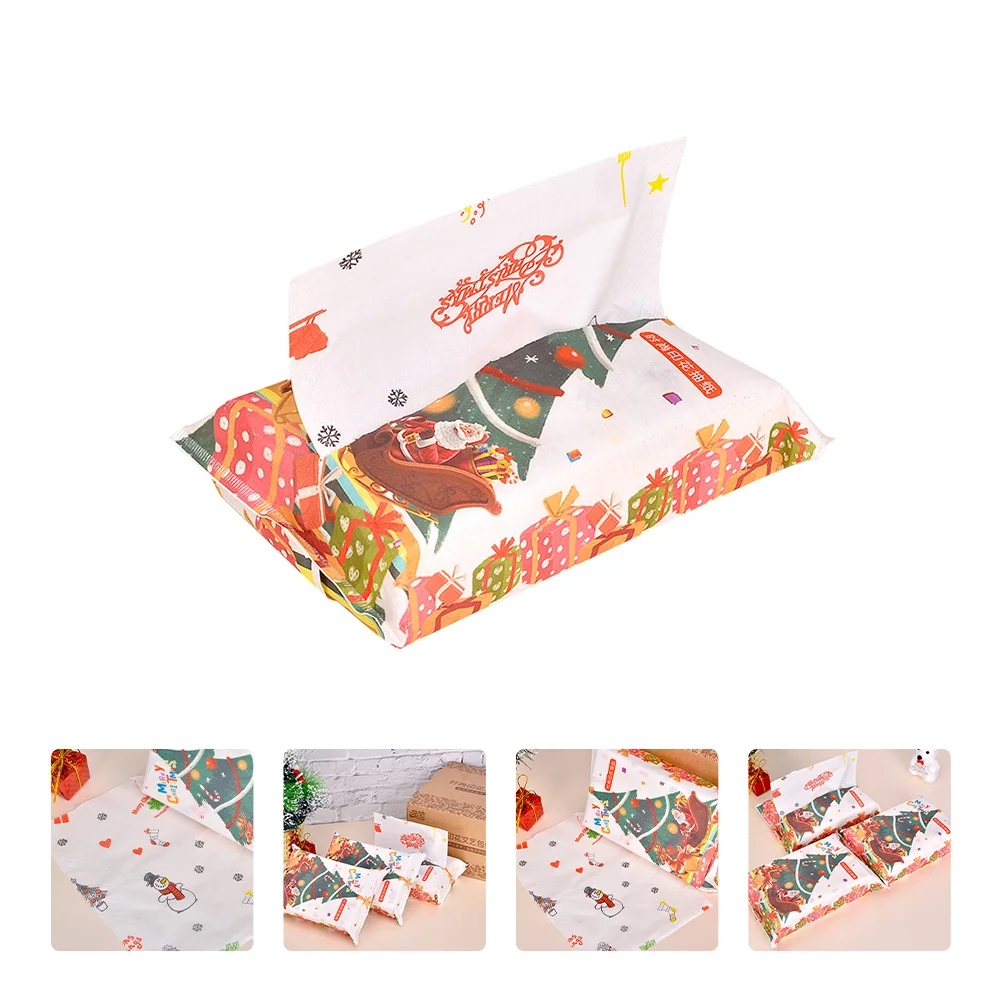 

1 пакет из 70 листов, салфетки для лица с рождественским узором, салфетки из древесной массы