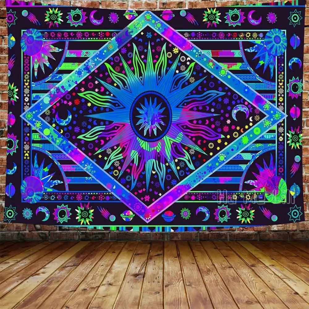 

Psychedelic Burning Tapestry Celestial Sun Moon Wall Hanging Boho Hippie For Living Room Bedroom Dorm Decor