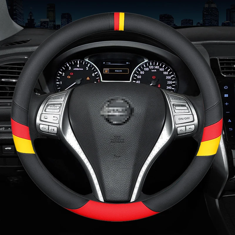 New For Nissan Fashion Sports 3-Lines Leather Car Steering Wheel Cover For Almera X-Trail Sylphy Grand Livina Navara Serena C27
New For Nissan Fashion Sports 3-Lines Leather Car Steering Wheel Cover For Almera X-Trail Sylphy Grand Livina Navara Serena C27