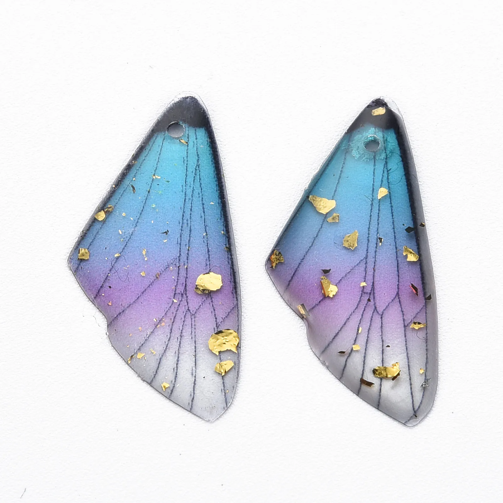 Подвески-крылья из прозрачной эпоксидной смолы подвески радужного цвета с
