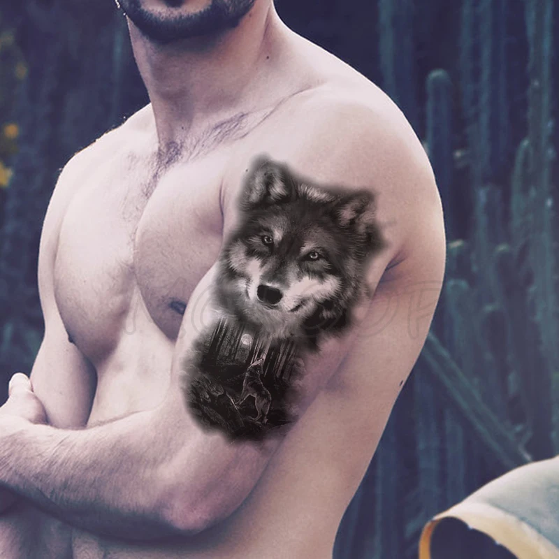 Temporary Tattoo Stickers Black Wolf Forest Moon Fake Tatto Waterproof Tatoo Back Leg Arm Belly Big Size for Women Men Girl
Temporary Tattoo Stickers Black Wolf Forest Moon Fake Tatto Waterproof Tatoo Back Leg Arm Belly Big Size for Women Men Girl