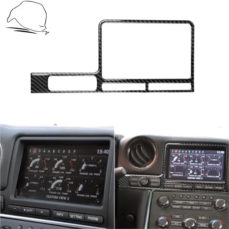 

For Nissan GTR R35 2008-2016 Carbon Navigation Display Surround Sticker Control System Panel Frame Cover Trim Car Accessories