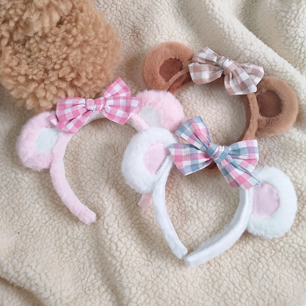 Lolita Headdress Women's Cute Brown Bear Ears Headband JK Hair Accessories Plaid Bow Pink Blue
Lolita Headdress Women's Cute Brown Bear Ears Headband JK Hair Accessories Plaid Bow Pink Blue