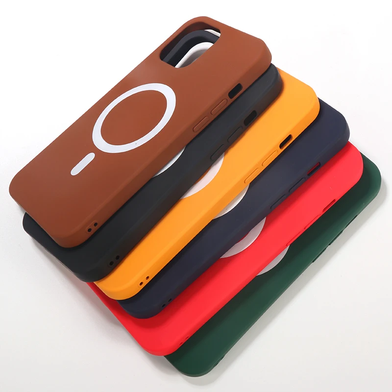 

Magsafe-funda magnética para iPhone 12 Pro Max Mini, carcasa de silicona suave para iPhone 12, carcasa trasera compatible con ca