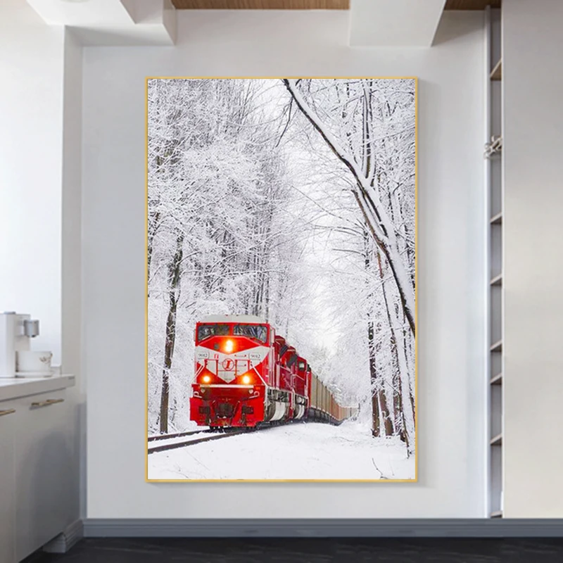 Red Train Snow Forest Landscape Canvas Painting Nordic Winter Natural Scenery Poster and Prints Cuadros Living Room Home Decor
Red Train Snow Forest Landscape Canvas Painting Nordic Winter Natural Scenery Poster and Prints Cuadros Living Room Home Decor