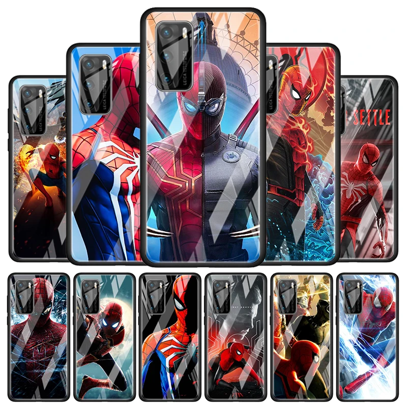 Чехол из закаленного стекла для телефона с изображением героев Marvel спайдермена