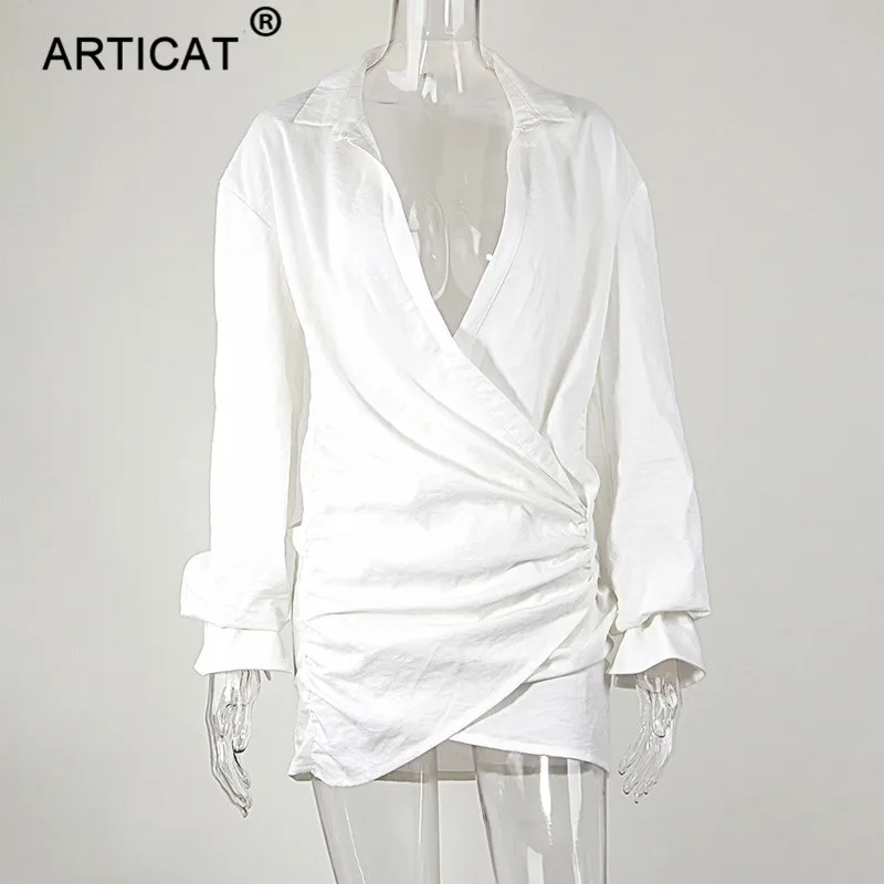 Articat Long Sleeve Sexy Shirt Dress For Women Deep V-neck Mini Dress Femme Summer Elegant Bodycon Ruched Dresses Partywear
Articat Long Sleeve Sexy Shirt Dress For Women Deep V-neck Mini Dress Femme Summer Elegant Bodycon Ruched Dresses Partywear