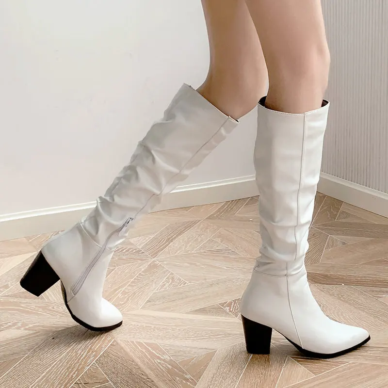Black White Fashion Pleated Knee High Boots Autumn Winter Women Boots Square High Heel Long Boots Zippe Pointed Lady Shoes
Black White Fashion Pleated Knee High Boots Autumn Winter Women Boots Square High Heel Long Boots Zippe Pointed Lady Shoes