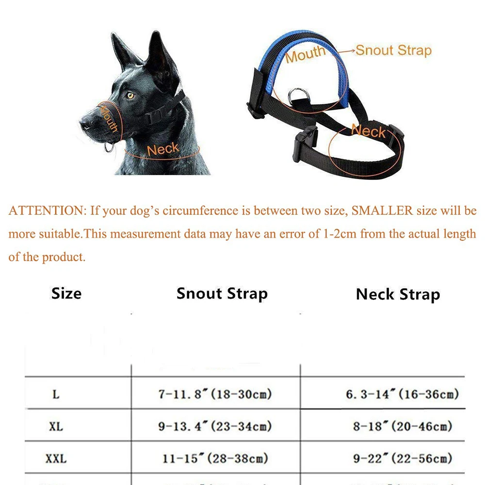 

Dog Muzzle Nylon Soft Padding for Small,Medium,Large Dogs Prevent from Biting,Barking and Chewing,Adjustable Loop