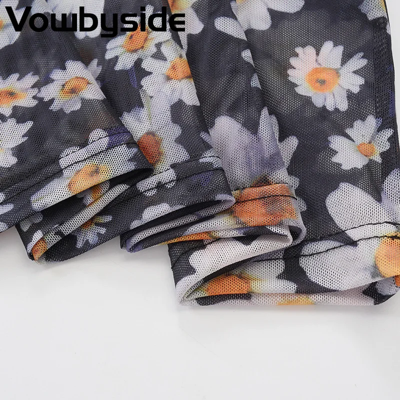 Summer Women's Daisy Print Slim Net Gauze Perspective Short Sleeved Mid Calf Long Dress
Summer Women's Daisy Print Slim Net Gauze Perspective Short Sleeved Mid Calf Long Dress