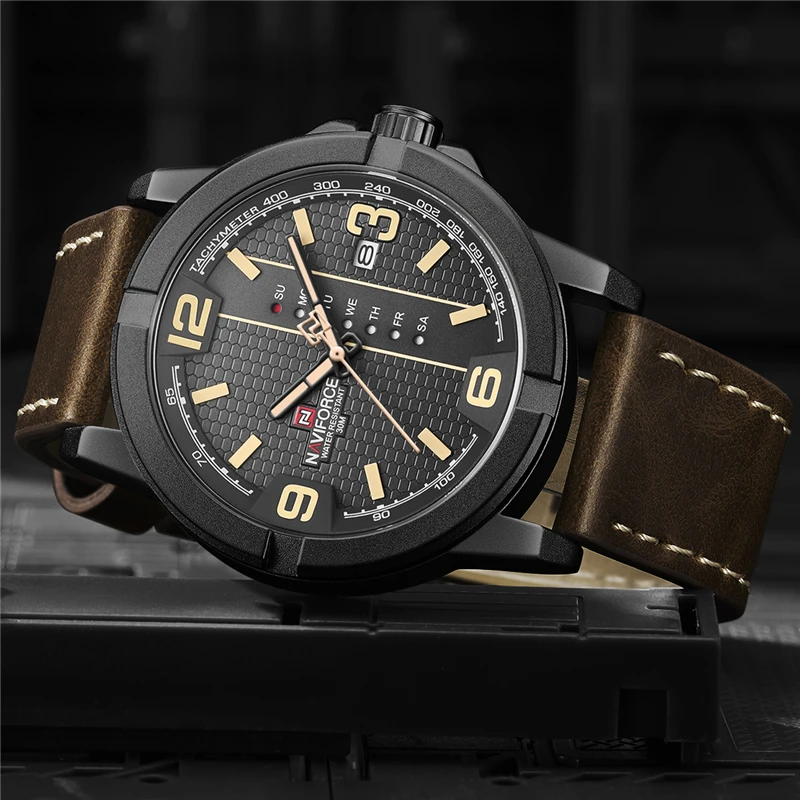 Часы наручные NAVIFORCE Мужские кварцевые брендовые Роскошные Аналоговые