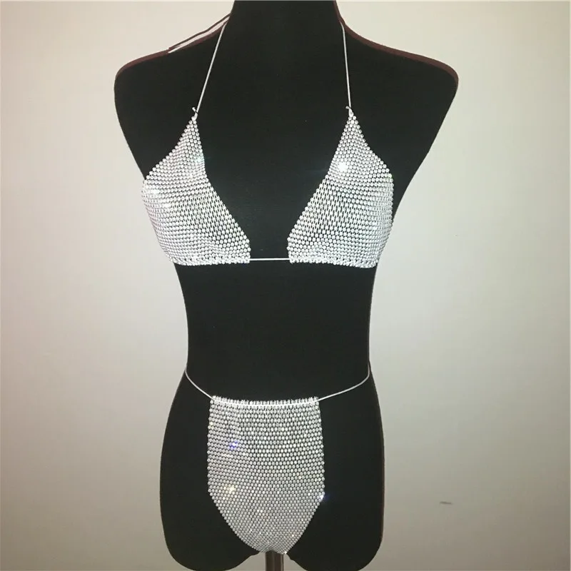Bling Rhinestones Fishnet Bikini Women Halter Bra Sexy Panty 2 Piece Outfits Lady Lingerie Set Sexy Swimwear Women
Bling Rhinestones Fishnet Bikini Women Halter Bra Sexy Panty 2 Piece Outfits Lady Lingerie Set Sexy Swimwear Women
