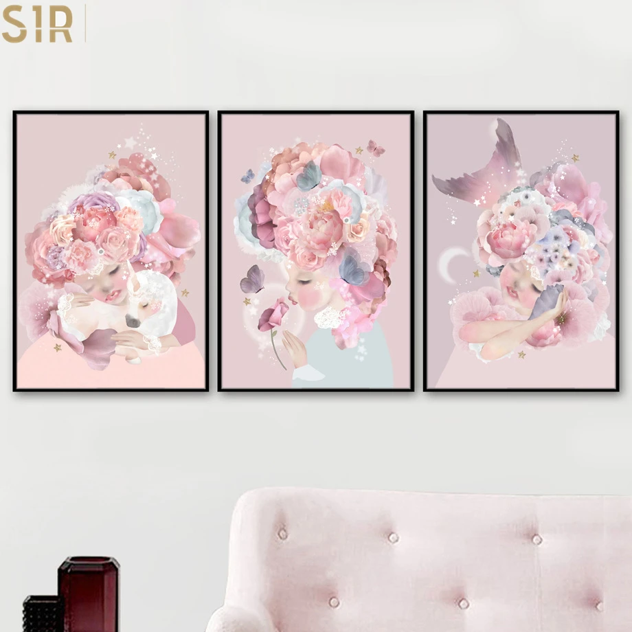 

Pink Unicorn Poster Nursery Quotes Art Wall Canvas Print Painting Nordic Style Decorative Picture Baby Girl Bedroom Decoration