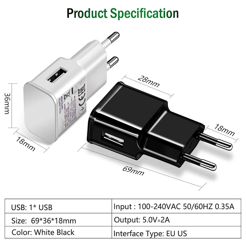 5V 2A USB Charger Mobile Phone Charge Adapter For Samsung a70 a50 S9 Travel Wall EU US Plug Fast Charge For iphone Huawei Xiaomi
5V 2A USB Charger Mobile Phone Charge Adapter For Samsung a70 a50 S9 Travel Wall EU US Plug Fast Charge For iphone Huawei Xiaomi