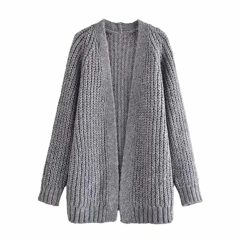 Autumn Winter Clothes Women New 2021 Loose Long Thickened Knitted Outerwear Sweater Cardigans Casual Style Gray Sweater Coat 
Autumn Winter Clothes Women New 2021 Loose Long Thickened Knitted Outerwear Sweater Cardigans Casual Style Gray Sweater Coat