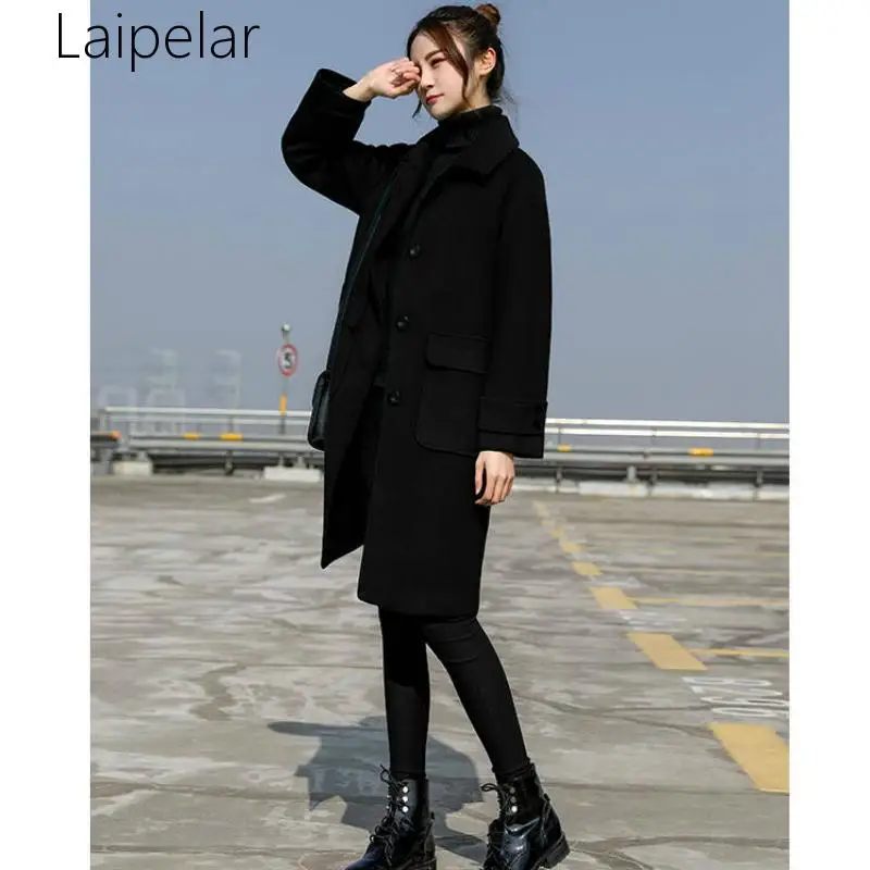 Laipelar New 2020 Women Long Woolen Coat Female Overcoat Black White
Laipelar New 2020 Women Long Woolen Coat Female Overcoat Black White
