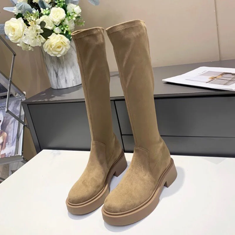2021 Autumn And Winter New Women's High Boots Cow Suede Round Heel Thick Bottom Stretch Boots Elegant Banquet Casual Women Shoes
2021 Autumn And Winter New Women's High Boots Cow Suede Round Heel Thick Bottom Stretch Boots Elegant Banquet Casual Women Shoes