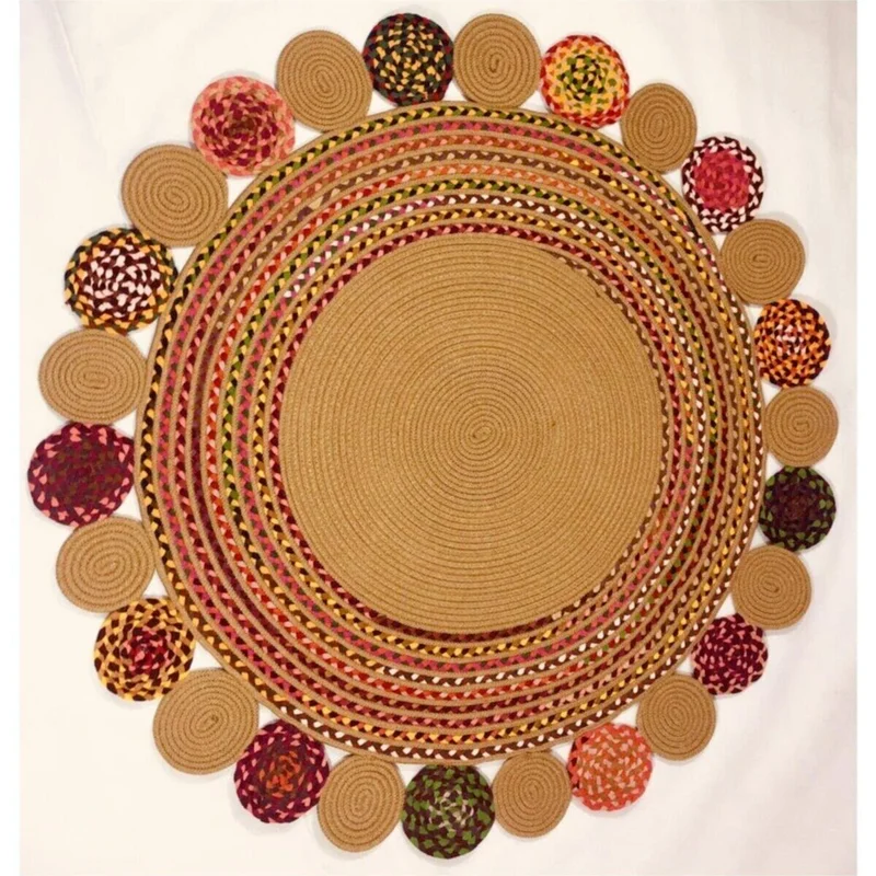 Hand-woven 100% Jute Rugs Multicolor Round Bedroom Furniture Balcony Cotton Linen Carpets Living Room Area Rugs
Hand-woven 100% Jute Rugs Multicolor Round Bedroom Furniture Balcony Cotton Linen Carpets Living Room Area Rugs
