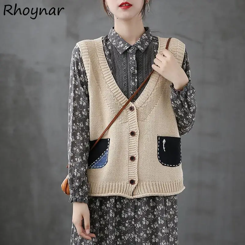 Sweater Vest Women Spring All-match Vintage New Pocket Fashion Soft Simple Leisure Ladies Chic Fit Single Breasted Ulzzang Loose
Sweater Vest Women Spring All-match Vintage New Pocket Fashion Soft Simple Leisure Ladies Chic Fit Single Breasted Ulzzang Loose