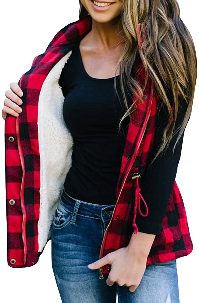 2021 Women Buffalo Plaid Jacket Vest Hooded Sleeveless Lightweight Anoraks Sherpa Winter Coat Cardigan
2021 Women Buffalo Plaid Jacket Vest Hooded Sleeveless Lightweight Anoraks Sherpa Winter Coat Cardigan