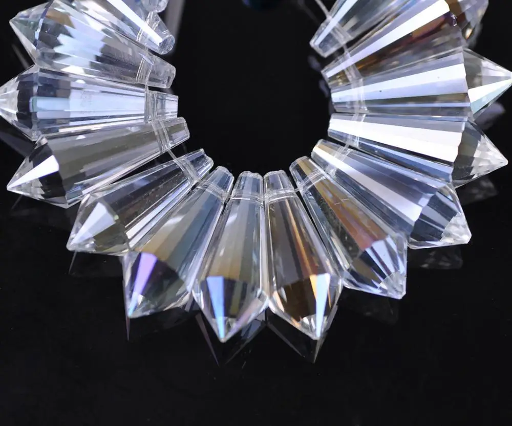 10 шт. 10x25 мм конусообразные бусины Призма в виде граненых стеклянных Стекло