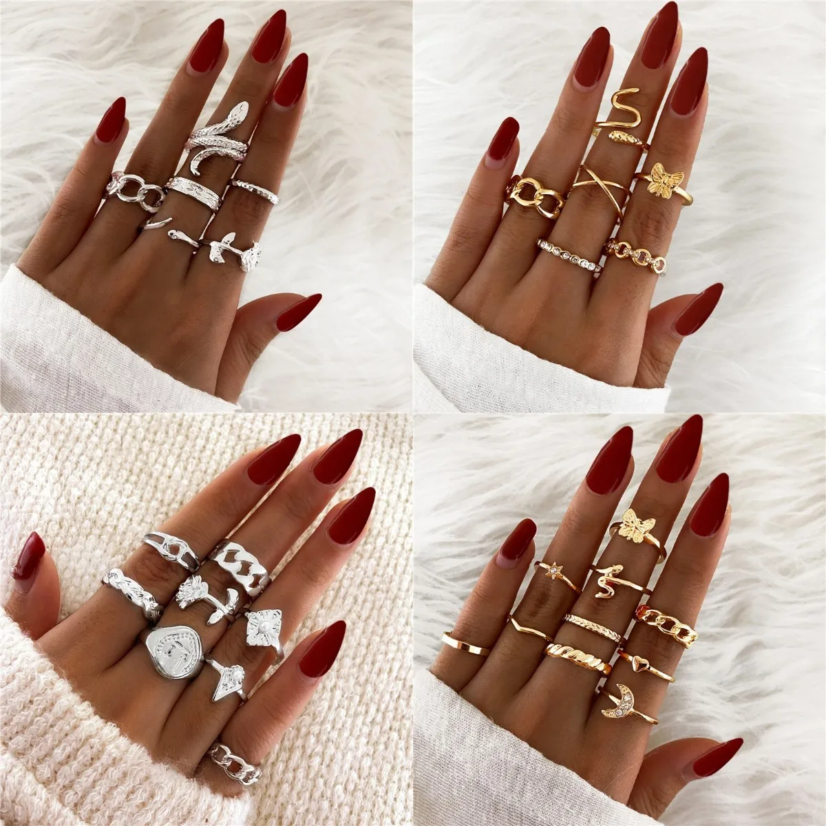 2021 New Retro Golden Snake for Women Men's Fashion Silver Color Geometry Cross Rose Moon Chain Ring Jewelry Gift
2021 New Retro Golden Snake for Women Men's Fashion Silver Color Geometry Cross Rose Moon Chain Ring Jewelry Gift