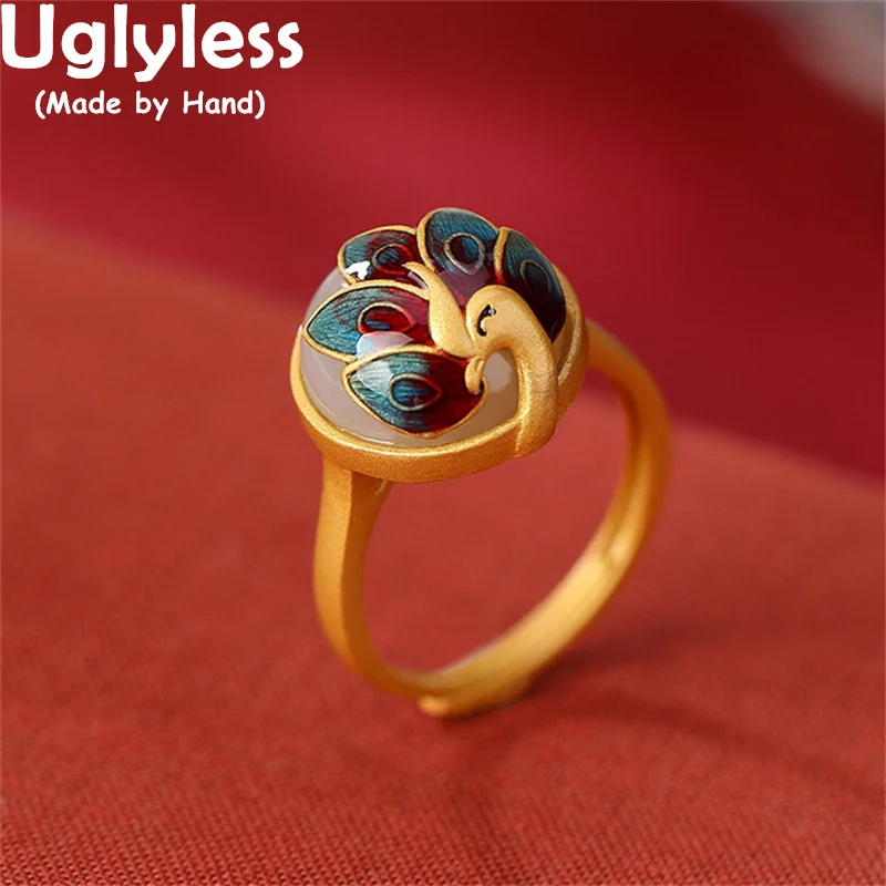 Uglyless Anti-fade Enamel Peacock Rings for Women Vintage Ethnic Phoenix Rings 925 Silver Hotan Jade Gemstones Jewelry Animals
Uglyless Anti-fade Enamel Peacock Rings for Women Vintage Ethnic Phoenix Rings 925 Silver Hotan Jade Gemstones Jewelry Animals