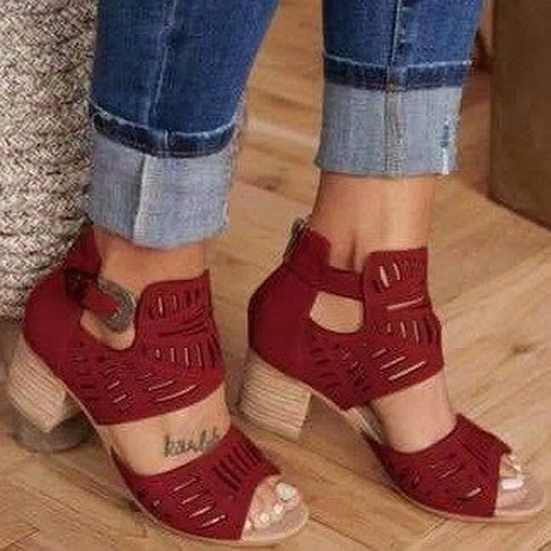 Vintage Hollow Out Sandals Mid Heel Summer Slip-on Buckle Ladies Shoes Artificial Open Toe Casual Wedding Pumps Women Sandalias
Vintage Hollow Out Sandals Mid Heel Summer Slip-on Buckle Ladies Shoes Artificial Open Toe Casual Wedding Pumps Women Sandalias