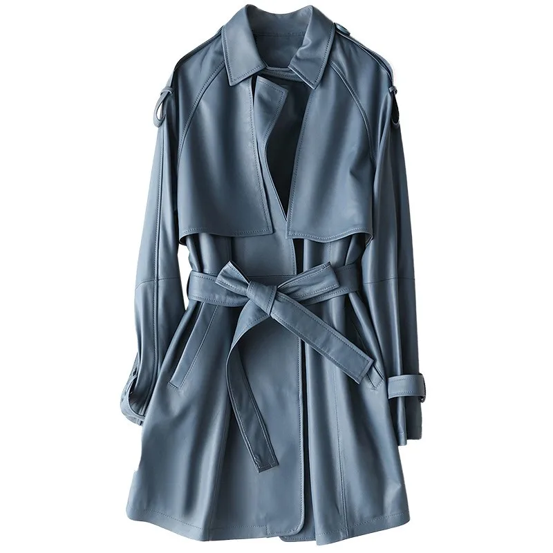 Belted Fashion Women Sashes Sheepskin Genuine Leather Jacket Mid Long Coat Fashion Office Ladies Slim Fit Trench Leather Jacket
Belted Fashion Women Sashes Sheepskin Genuine Leather Jacket Mid Long Coat Fashion Office Ladies Slim Fit Trench Leather Jacket