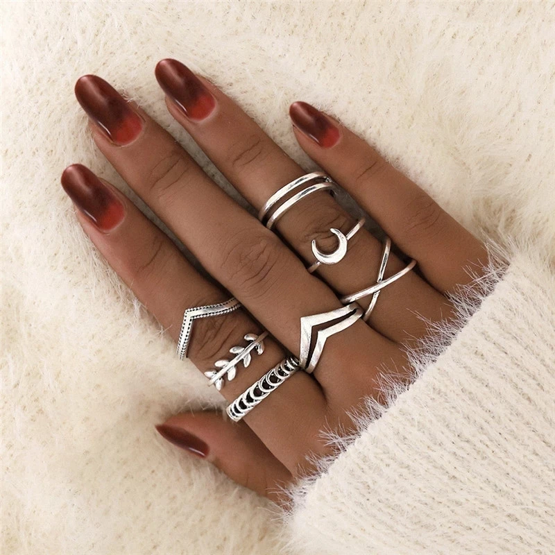 Fashion Leaf Moon Crescent Rings for Women Antique Punk Knuckle Midi Rings Set Vintage Anillos Jewelry Accessories 7pcs/set
Fashion Leaf Moon Crescent Rings for Women Antique Punk Knuckle Midi Rings Set Vintage Anillos Jewelry Accessories 7pcs/set