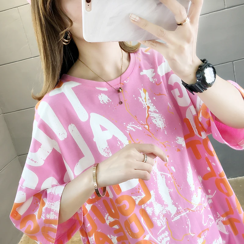 Female Short Sleeve T Shirt Summer Loose Plus Size Letter Print Student Clothes Harajuku Streetwear Woman Graphic Tee Tops
Female Short Sleeve T Shirt Summer Loose Plus Size Letter Print Student Clothes Harajuku Streetwear Woman Graphic Tee Tops