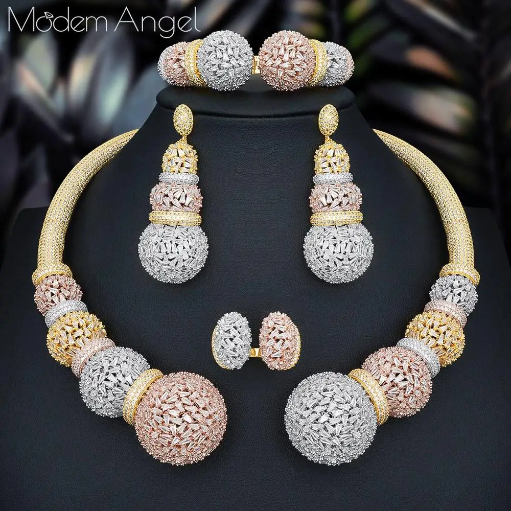 Женский комплект колец в африканском стиле ModemAngel с фианитом медное ожерелье