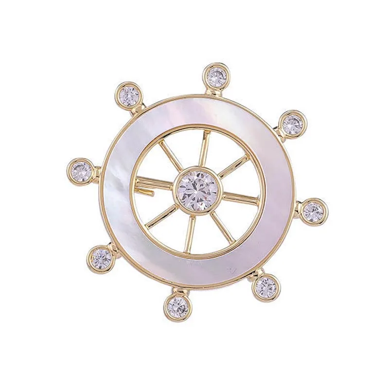 High Quality Gold Plated Metal Suit Lapel Pins Jewelry Wholesale Fashion Elegant Zirconia Shell Rudder Brooches For Wome & Men
High Quality Gold Plated Metal Suit Lapel Pins Jewelry Wholesale Fashion Elegant Zirconia Shell Rudder Brooches For Wome & Men