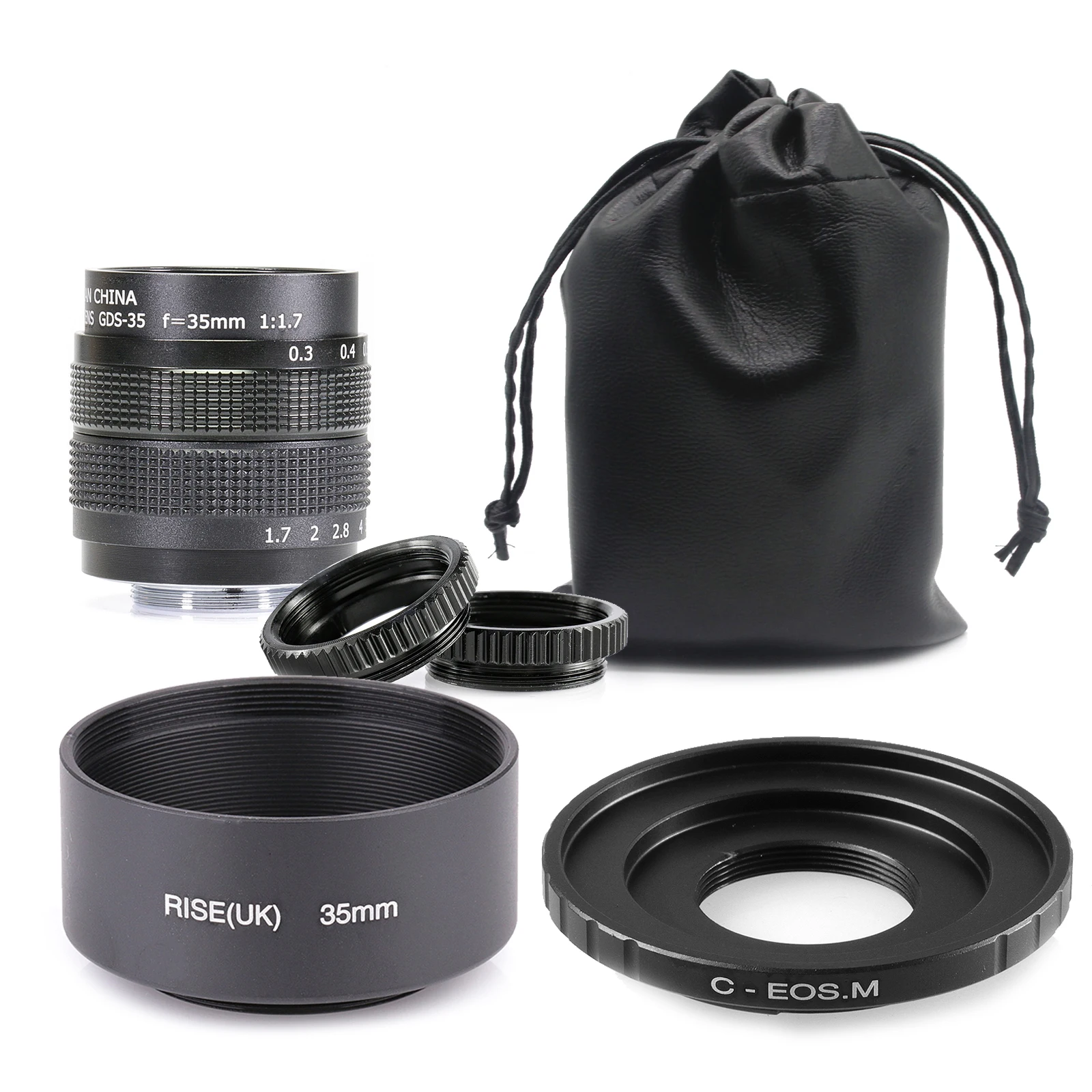 Fujian 35mm f/1.7 APS-C CCTV Lens+adapter ring+2 Macro Ring + Lens hood for Canon EF-M EOSM Mirroless Camera M1/M3/M5
Fujian 35mm f/1.7 APS-C CCTV Lens+adapter ring+2 Macro Ring + Lens hood for Canon EF-M EOSM Mirroless Camera M1/M3/M5