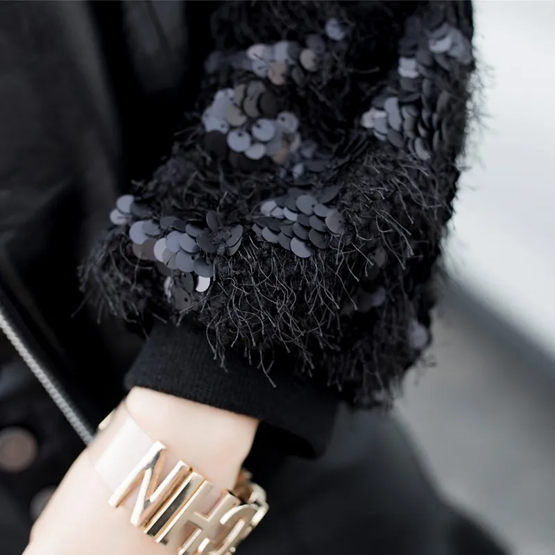 Spring Fashion Women Autumn Sequins Spliced Sheepskin Genuine Leather Jacket Casual Loose Fit Bomber Jacket Ladies Harajuku Coat
Spring Fashion Women Autumn Sequins Spliced Sheepskin Genuine Leather Jacket Casual Loose Fit Bomber Jacket Ladies Harajuku Coat