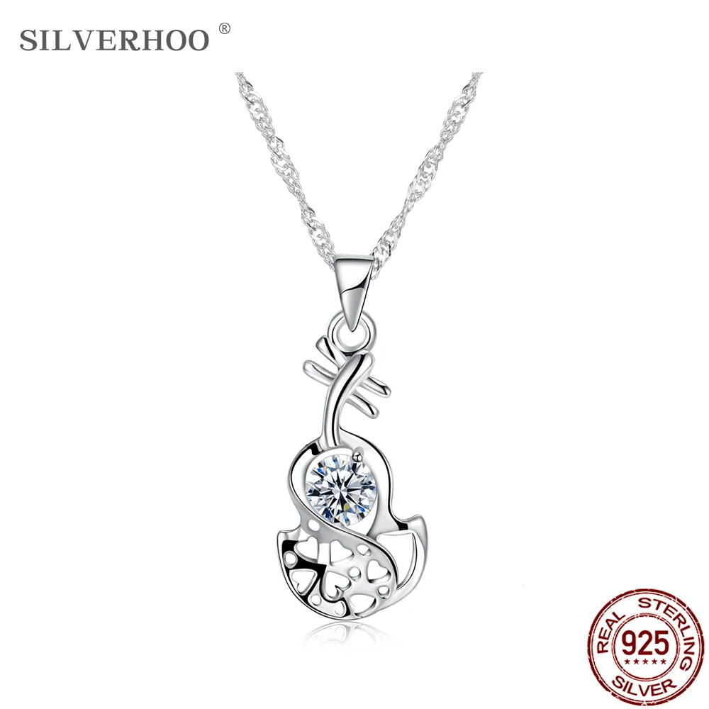 SILVERHOO Real 925 Sterling Silver Trendy Guitar Pendant Necklaces For Women Round Cubic Zirconia Hollow Heart Necklace Jewelry
SILVERHOO Real 925 Sterling Silver Trendy Guitar Pendant Necklaces For Women Round Cubic Zirconia Hollow Heart Necklace Jewelry