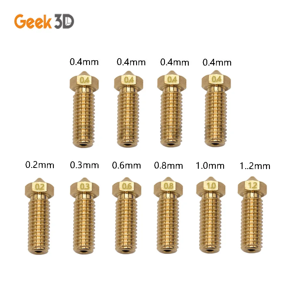 

5/10pcs E3D V5 V6 Volcano Nozzle 0.2 0.3 0.4 0.5 0.6 0.8 1.0 1.2mm M6 Threaded Nozzles for 3D Printer 1.75 3.0mm Filament