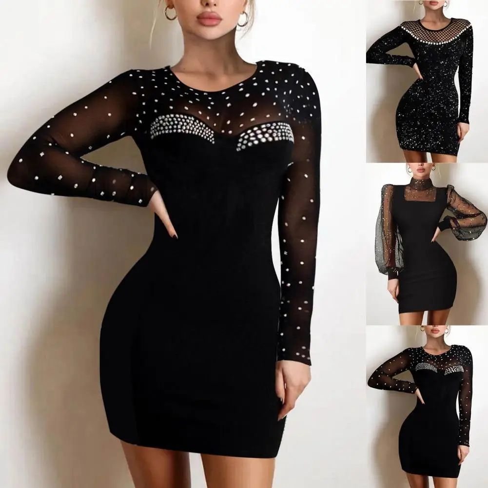 Round Neck/High Collar Trendy Women High Waist Bodycon Dress Sexy Bodycon Dress Mesh Stitching for Dating
Round Neck/High Collar Trendy Women High Waist Bodycon Dress Sexy Bodycon Dress Mesh Stitching for Dating
