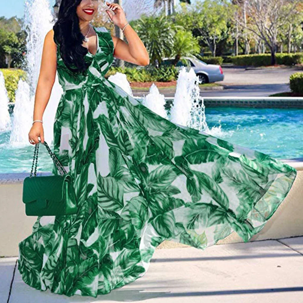 Women's Dress 2021 Semmer Fashion Womens Sleeveless Stylish Chiffon With Belt V-neck Printed Floral Maxi Beach Party Dress
Women's Dress 2021 Semmer Fashion Womens Sleeveless Stylish Chiffon With Belt V-neck Printed Floral Maxi Beach Party Dress