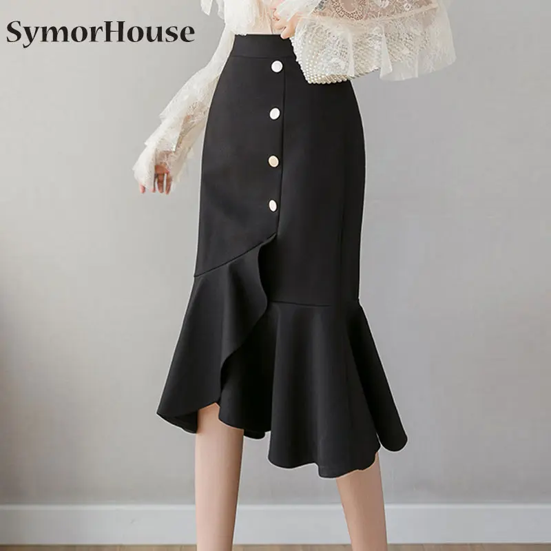 Vintage Mermaid Skirt Work Office Skirts Womens 2022 Ladies Trumpet High Waist Button Casual Bodycon Pencil Skirt with Ruffles
Vintage Mermaid Skirt Work Office Skirts Womens 2022 Ladies Trumpet High Waist Button Casual Bodycon Pencil Skirt with Ruffles
