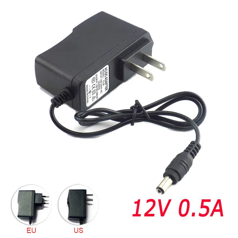 500mA Мощность конвертер адаптер питания AC к DC 12V 0.5A Питание US EU Plug Переключатель 5 мм