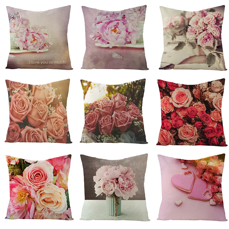 Linen Cushion Cover Floral Decorative Pillowcases Pink Roses for Valentine's Day Sofa Throw Pillows Covers Home Decor 45*45cm/pc
Linen Cushion Cover Floral Decorative Pillowcases Pink Roses for Valentine's Day Sofa Throw Pillows Covers Home Decor 45*45cm/pc