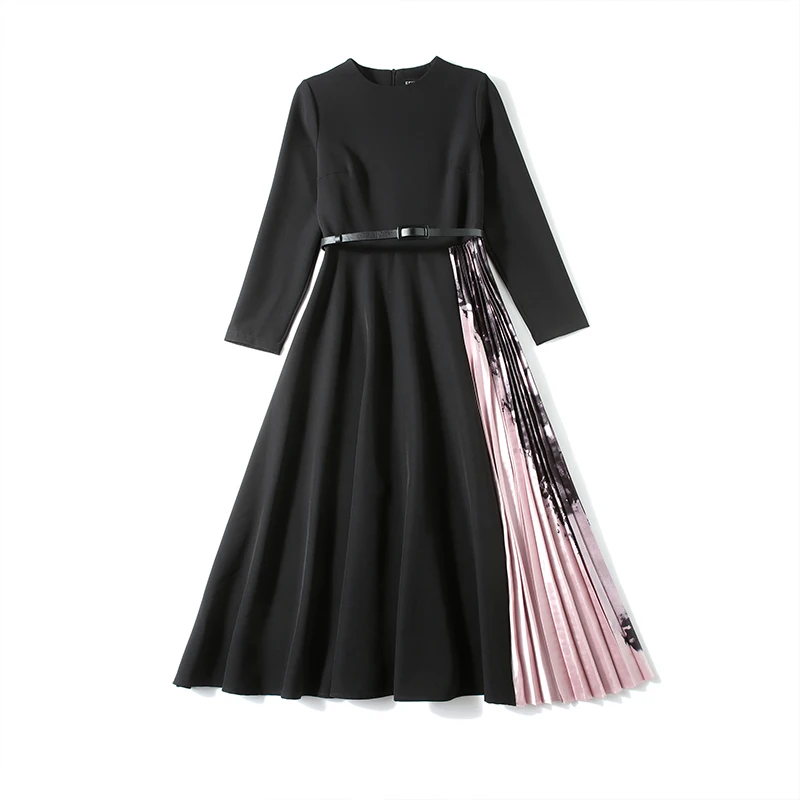 New Elegant Women Print Slim Tunic Midi Pleated Dress Office Lady Long Sleeve Dresses Party Clothing with belt
New Elegant Women Print Slim Tunic Midi Pleated Dress Office Lady Long Sleeve Dresses Party Clothing with belt