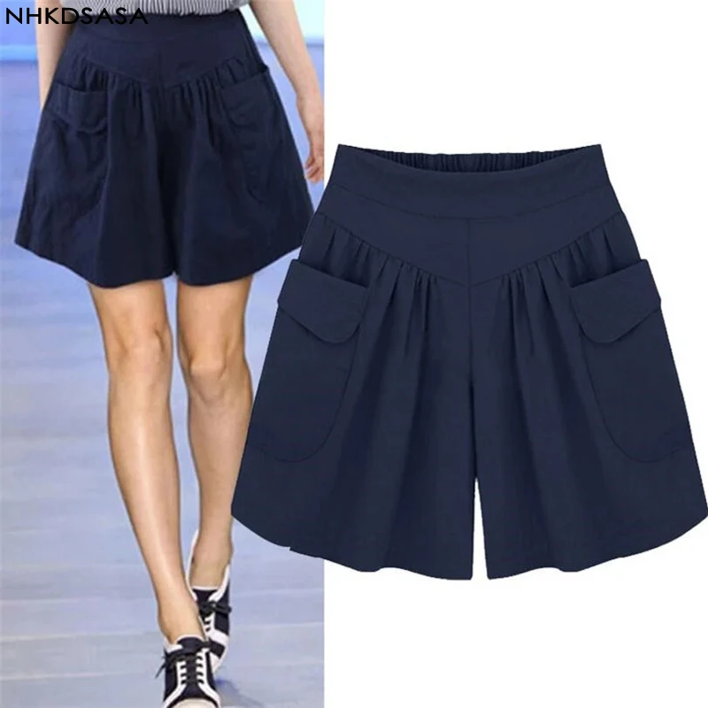 NHKDSASA Fashion Shorts For Women Plus Size Summer Soft Elastic Waist Short Pants Loose Black Navy Femme Street Casual Shorts
NHKDSASA Fashion Shorts For Women Plus Size Summer Soft Elastic Waist Short Pants Loose Black Navy Femme Street Casual Shorts