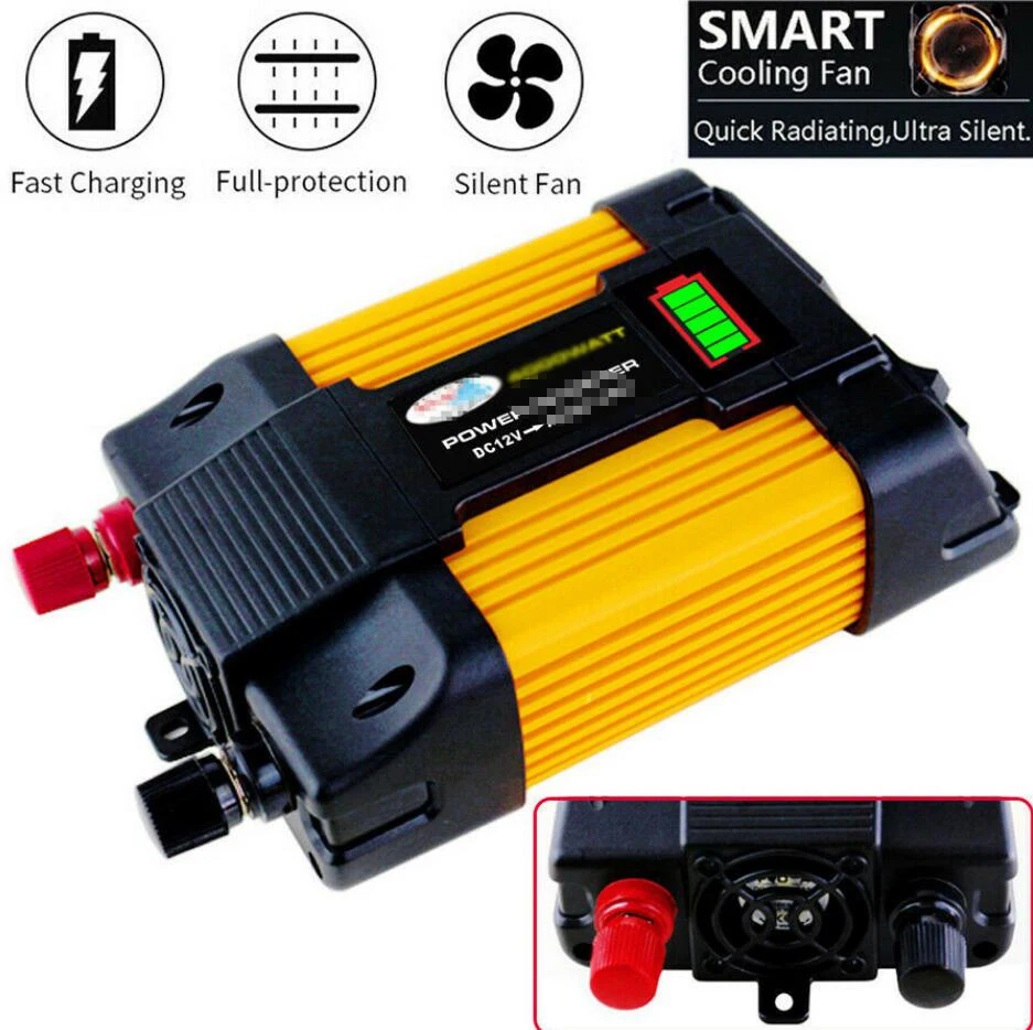 DC12V-AC110V 500W Car Power Inverter Sine Wave 6000W Peaks Power + Dual USB
DC12V-AC110V 500W Car Power Inverter Sine Wave 6000W Peaks Power + Dual USB