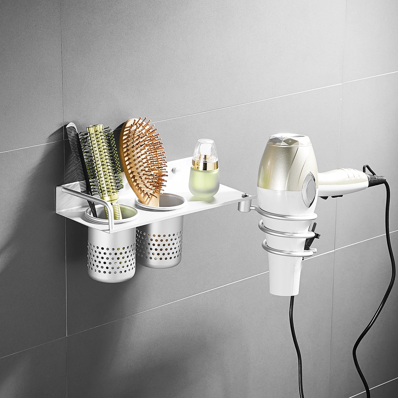 Organizer Storage Basket Aluminum Hanging Rack Organizer with 2 Cups for Flat Iron Curling Wand Hair Straighteners Brushes
Organizer Storage Basket Aluminum Hanging Rack Organizer with 2 Cups for Flat Iron Curling Wand Hair Straighteners Brushes