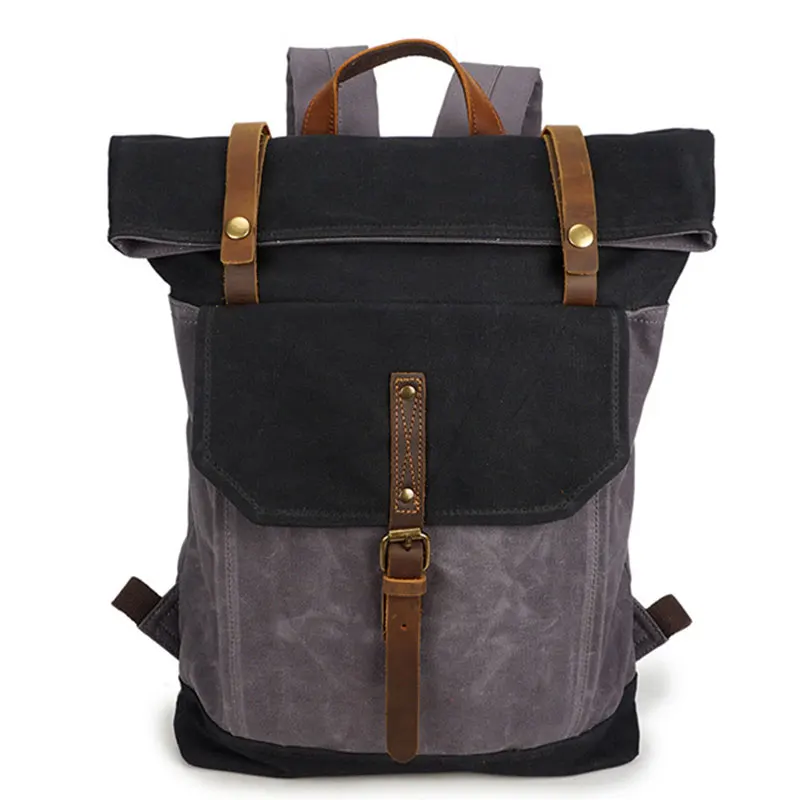 - men's Retro Leather Backpack, large capacity canvas schoolbag
- men's Retro Leather Backpack, large capacity canvas schoolbag