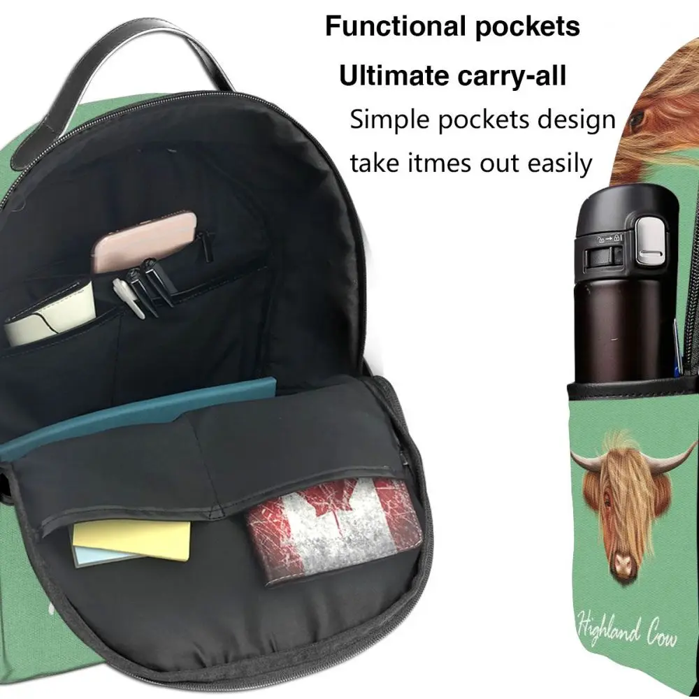 

Fashion Girl College School Bag Casual New Women Backpack Portrait Of Highland Cattle Book Packbag Teenage Travel Shoulder Bag