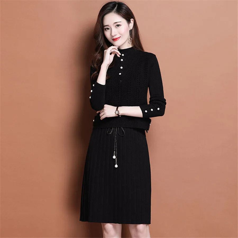 Осеннее женское платье-жилет из двух предметов, новинка 2021, модные темпераментные женские платья-свитеры с поясом, костюм-двойка 
Осеннее женское платье-жилет из двух предметов, новинка 2021, модные темпераментные женские платья-свитеры с поясом, костюм-двойка